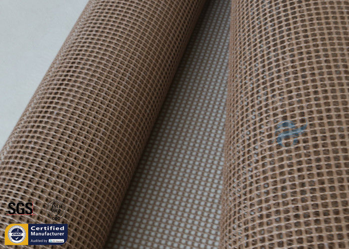 PTFE Coated Fiberglass Mesh Fabric Brown 4X4MM Paper Industry Conveyor