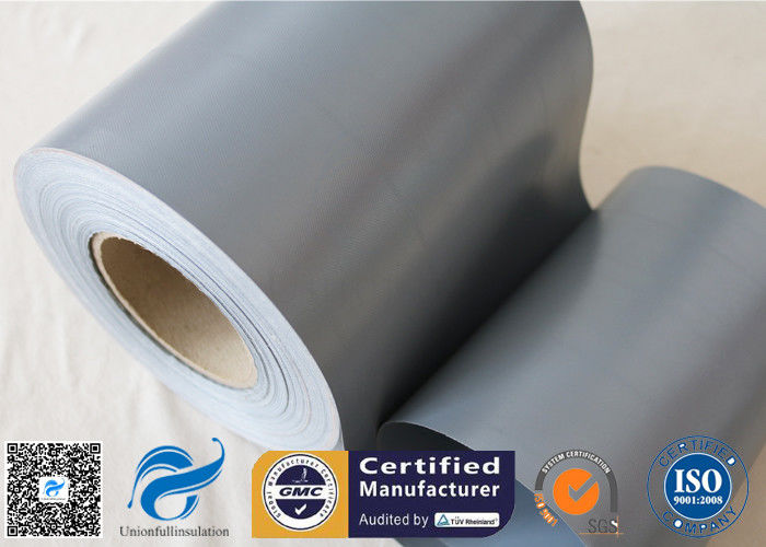 Fireproof Waterproof Grey Pvc Woven Fabric Tear Resistant 0.3mm 7.9" Width