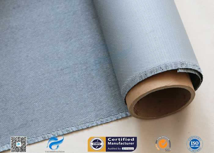 Grey Silicone Coated Fiberglass Fabric 0.85MM Satin Weave Abrasion Resistant