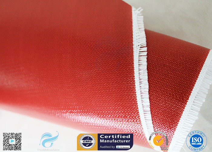 510G Red Color Satin Weave Silicone Coated Fiberglass Fabric 260℃ 0.45mm