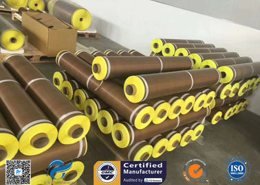 Self - Adhesive Tapes Brown PTFE Coated Fiberglass Fabric Sticker 1000mm Width 50 Meter