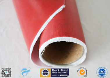 510G Red Color Satin Weave Silicone Coated Fiberglass Fabric 260℃ 0.45mm