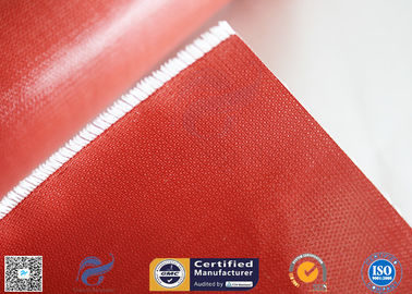 510G Red Color Satin Weave Silicone Coated Fiberglass Fabric 260℃ 0.45mm