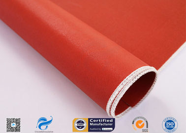 Red Color Silicone Coated Fiberglass Fabric Heat Protection Satin Weave