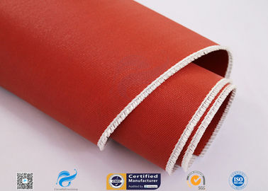 Red Color Silicone Coated Fiberglass Fabric Heat Protection Satin Weave