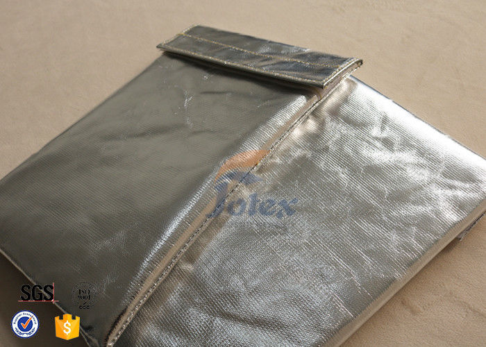 Silver + Grey Inside Fiberglass Fabric Fireproof Document Bag Portable