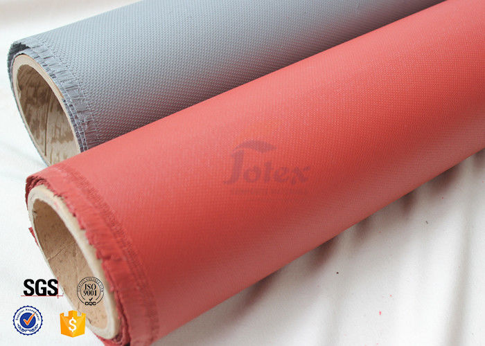Red Silicone Coated 800℃ 0.7MM Silica Fiberglass Fire Blanket 750g / m2 Weight