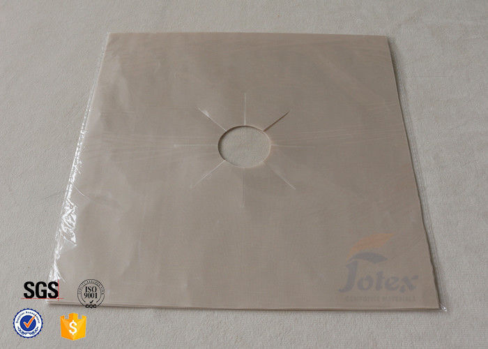 Beige 27x27cm 0.11mm PTFE Coated Fiberglass Fabric Stovetop Burner Protector