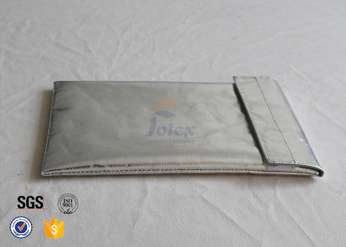 Silver Fiberglass Fireproof Bag Document Cash Passport 17x27cm Pouch No Itchy
