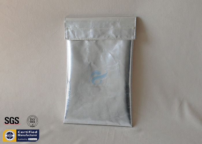 Silver Fireproof Document Bag 1022℉ No Itchy Smooth Fiberglass Cloth Cash Pouch