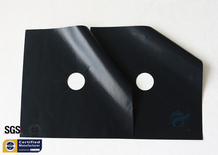 Fiberglass Fabric Stovetop Burner Protector Black PTFE 260℃ 27X27CM