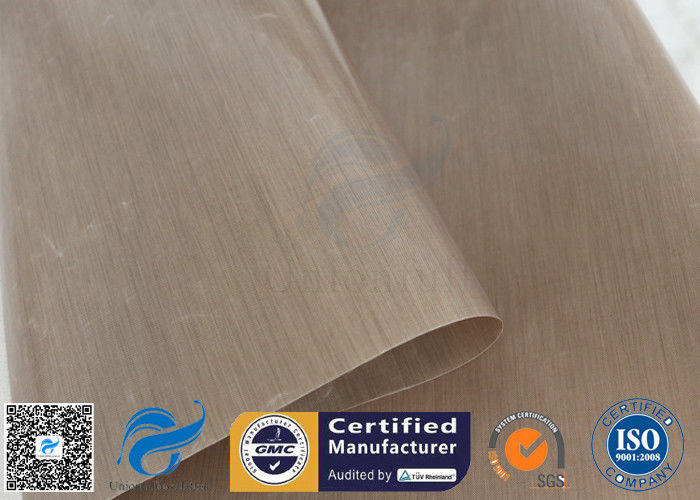 Non Stick 0.12mm Brown PTFE Coated Fiberglass Fabric For Press Machine