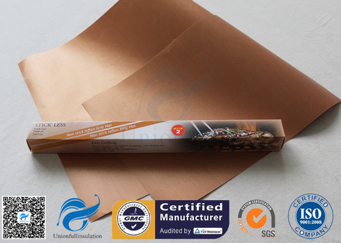 Non Stick Silicone Baking Mat PTFE BBQ Grill Mat Copper 0.2MM Heat Resistant 260℃