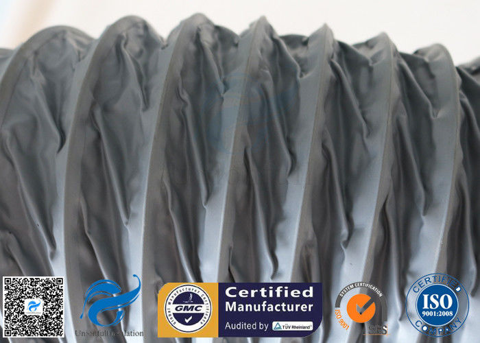 PVC Coated Fiberglass Fabric Flexible Air Duct Grey Waterproof 200MM 5M 260℃