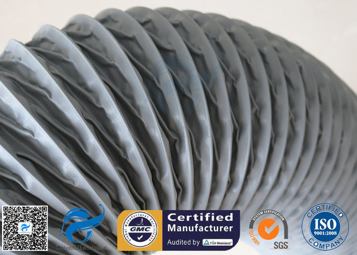 PVC Coated Fiberglass Fabric Flexible Air Duct Grey Waterproof 200MM 5M 260℃