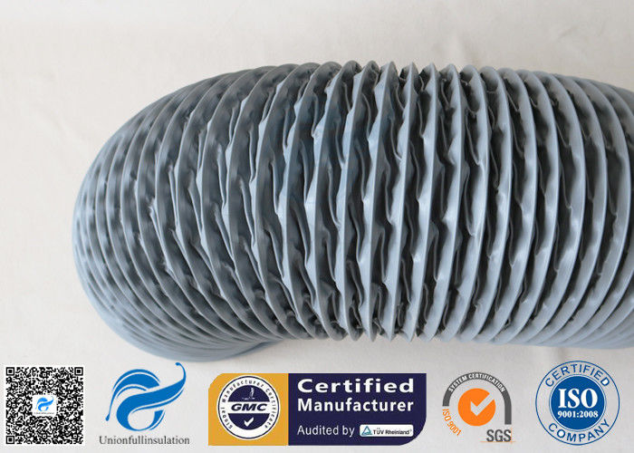 PVC Coated Fiberglass Fabric Flexible Air Ducts 200MM 10M Grey 260℃ HAVC System