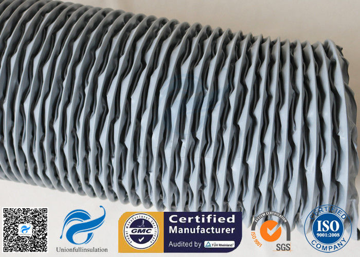 PVC Coated Fiberglass Fabric HAVC Flexible Air Duct 200MM Grey 260℃ Waterproof