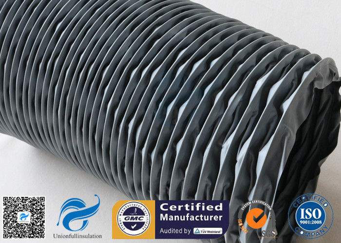 Flexible Air Duct PVC Coated Fiberglass Fabric Grey 200MM 10M 260℃ Waterproof