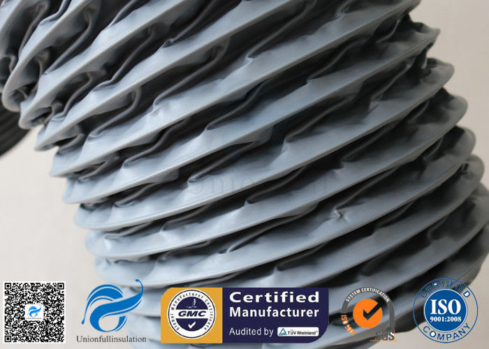 Flexible Air Duct PVC Coated Fiberglass Fabric Grey 200MM 10M 260℃ Waterproof
