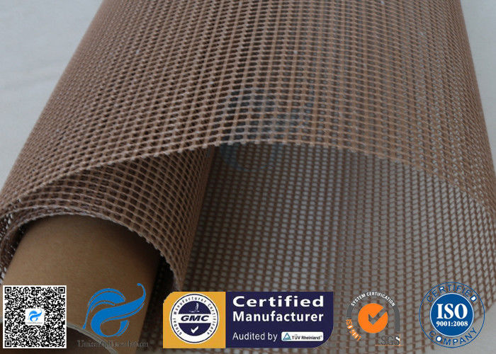 PTFE Coated Fiberglass Fabric 4X4MM Brown Open Mesh Printing Conveyor Belt 260℃