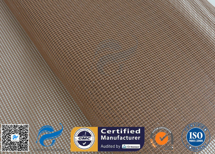 PTFE Coated Fiberglass Conveyor Belt Fabric 4x4MM Doule Weft Brown Open Mesh