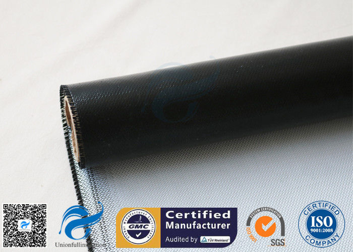 1 Side Black Silicone Coated Fiberglass Fabric Fireproof Cooler Insulation Material