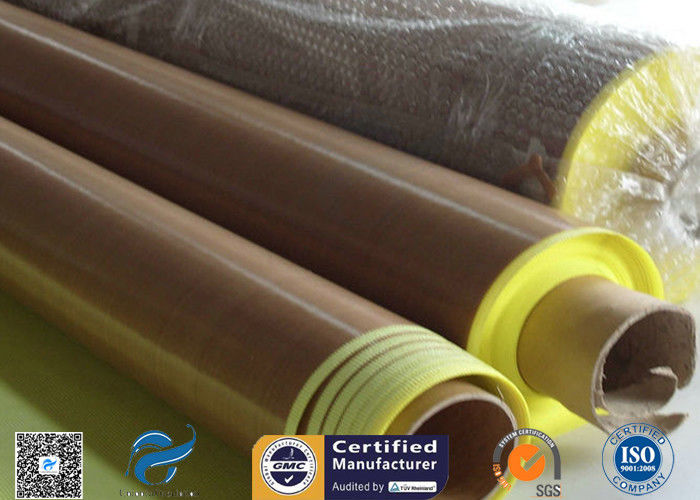 Self - Adhesive Tapes Brown PTFE Coated Fiberglass Fabric Sticker 1000mm Width 50 Meter