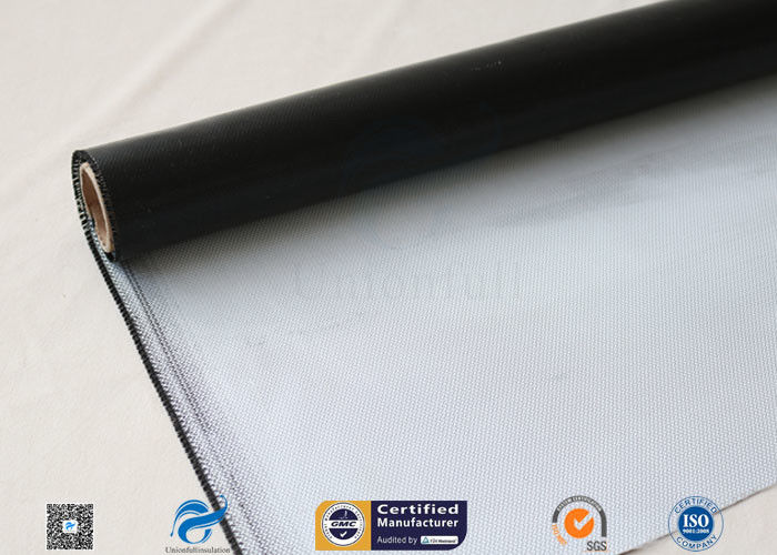 0.45mm Black Silicone Coated Thermal Insulation Fiberglass Fabric 8H Satin Weave