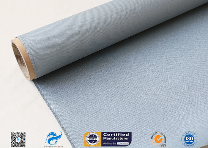 Grey Silicone Coated Fiberglass Fabric 0.85MM Satin Weave Abrasion Resistant