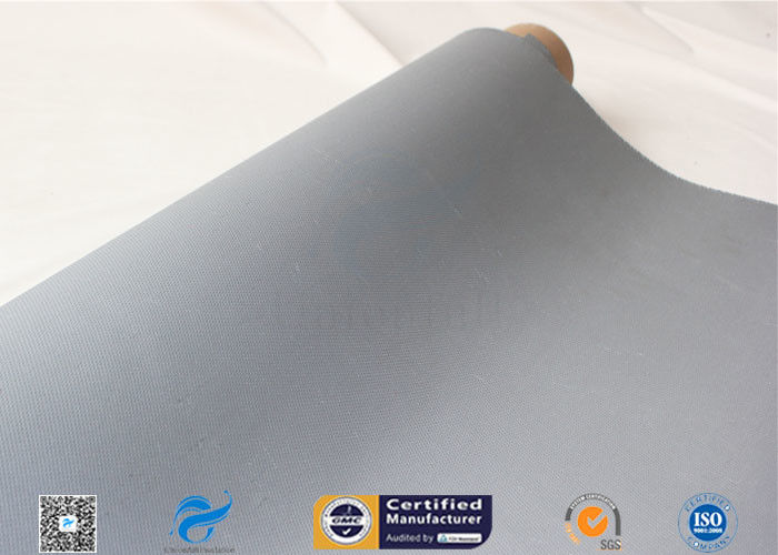 Grey Silicone Coated Fiberglass Fabric 0.85MM Satin Weave Abrasion Resistant