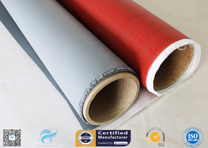 Single Side 520g Silicone Coated Fiberglass Fabric Red Fireproof Cloth 0.45mm