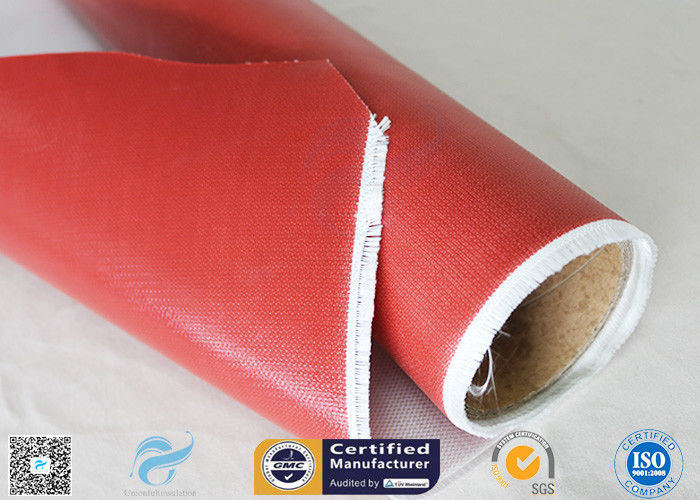 Single Side 520g Silicone Coated Fiberglass Fabric Red Fireproof Cloth 0.45mm