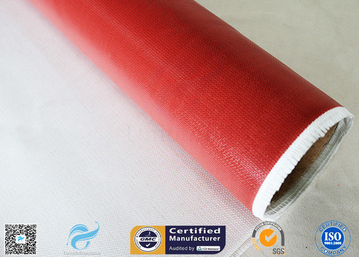 Single Side 520g Silicone Coated Fiberglass Fabric Red Fireproof Cloth 0.45mm