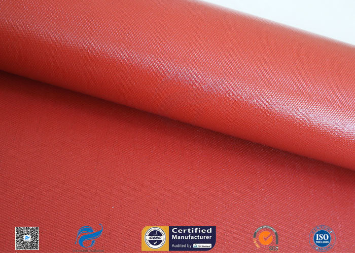 Heat Insulation 18oz 510g Red Silicone Coated Fiberglass Fabric Anti - Corrosion