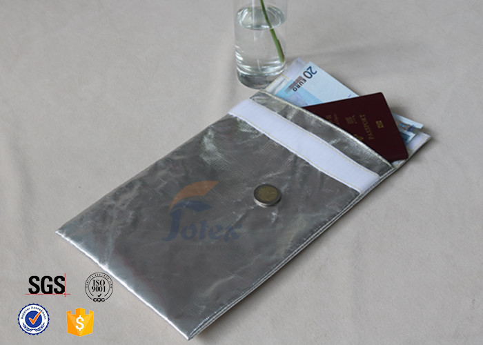 comfortable Glass Fibre Cloth Fire Resistant Document Bag / Fireproof Cash Pouch