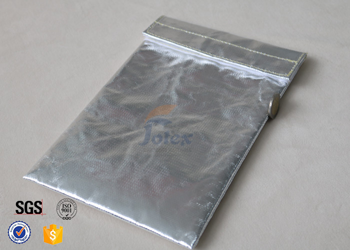Silver Fiberglass Fabric Fireproof Document Bag For Photos SDS TDS