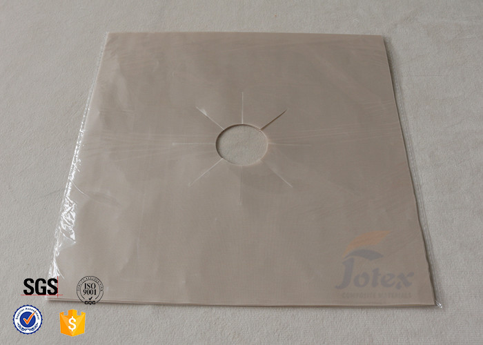 Beige 27x27cm 0.11mm PTFE Coated Fiberglass Fabric Stovetop Burner Protector