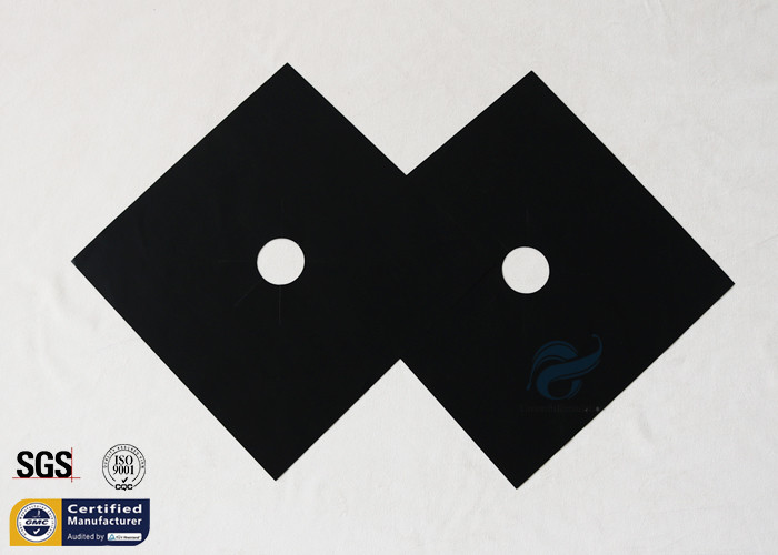 Fiberglass Fabric Stovetop Burner Protector Black PTFE 260℃ 27X27CM