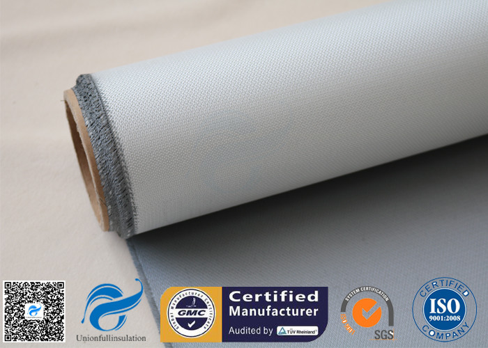 E - Glass 260℃ Gray Silicone Coated Curtains 4HS 510g / 590 Silicone Coated Fiberglass Fabric