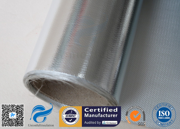 Fire Resistant Silver Coated Fabric Aluminium Foil Fibreglass Cloth 480gsm 0.43mm