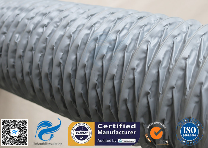 PVC Coated Fiberglass Fabric Flexible Air Ducts 200MM 10M Grey 260℃ HAVC System