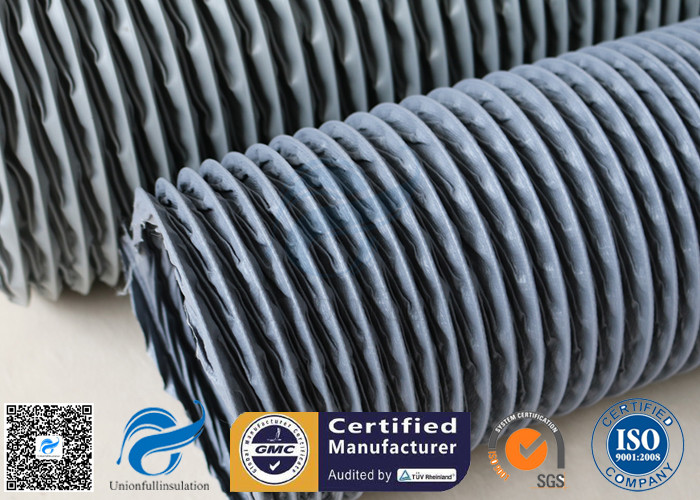 PVC Coated Fiberglass Fabric Flexible Air Ducts 200MM 10M Grey 260℃ HAVC System