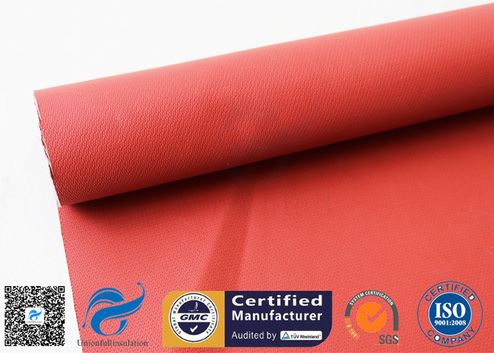 510gsm 0.5mm Red Silicone Coated Fiberglass Fabric Oil Resistant Material