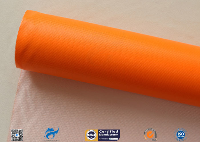 Thermal Insulation Materials 0.45mm One Side Orange Silicone Coated Fiberglass Fabric