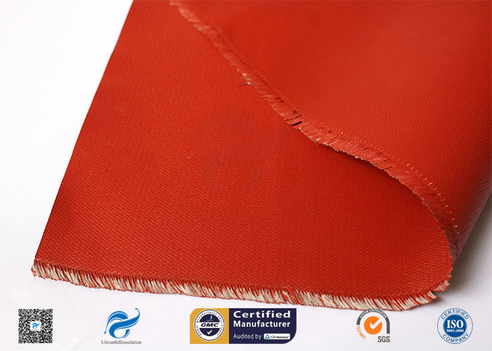 0.46 mm Red Fire Resistance Insulation Silicone Coated Glass Fiber Fabric