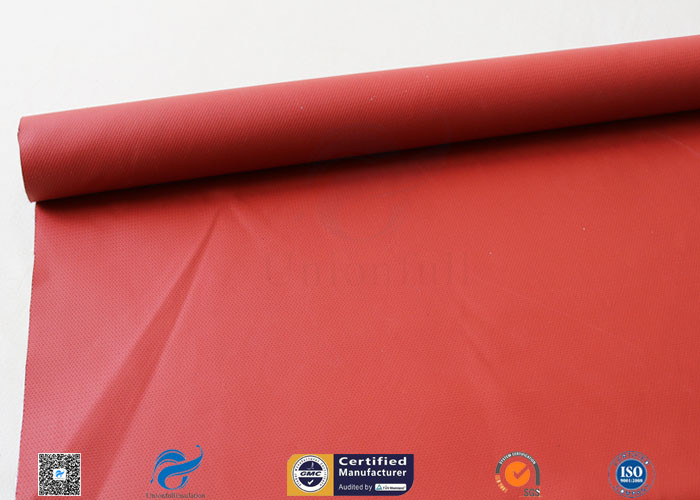 Fire Resistant Red 0.45mm Silicone Coated Fiberglass Fabric For Smoke Screen