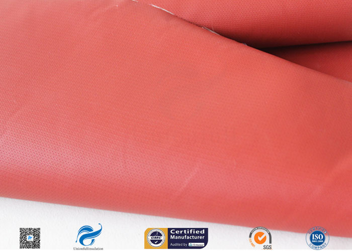 Fire Resistant Red 0.45mm Silicone Coated Fiberglass Fabric For Smoke Screen