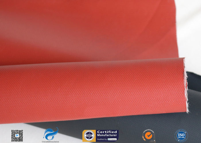 Red 0.45mm 580g Silicone Coated Fiberglass Fabric For Thermal Insulation Jacket