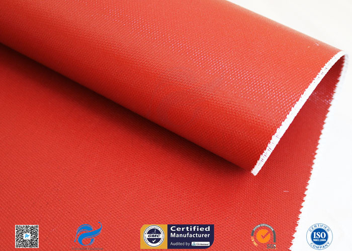 1150g Shiny Red Silicone Coated Fiberglass Fabric For Engine Thermal Insulation