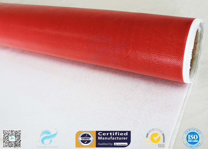 510G Red Color Satin Weave Silicone Coated Fiberglass Fabric 260℃ 0.45mm